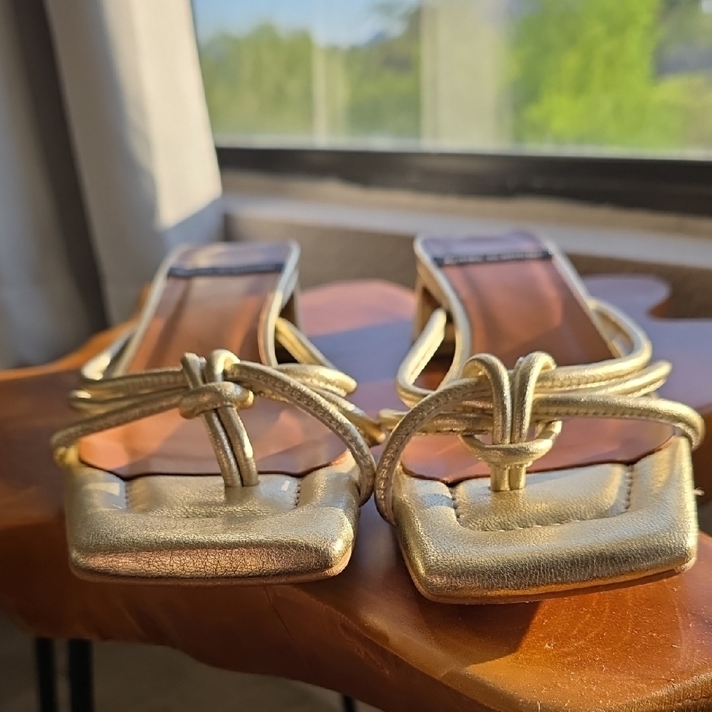 Anthropologie Gold Strappy Mules - Picture 3 of 12